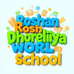 Vibrant and modern text design showcasing 'Roshan Dhoreliya World School'