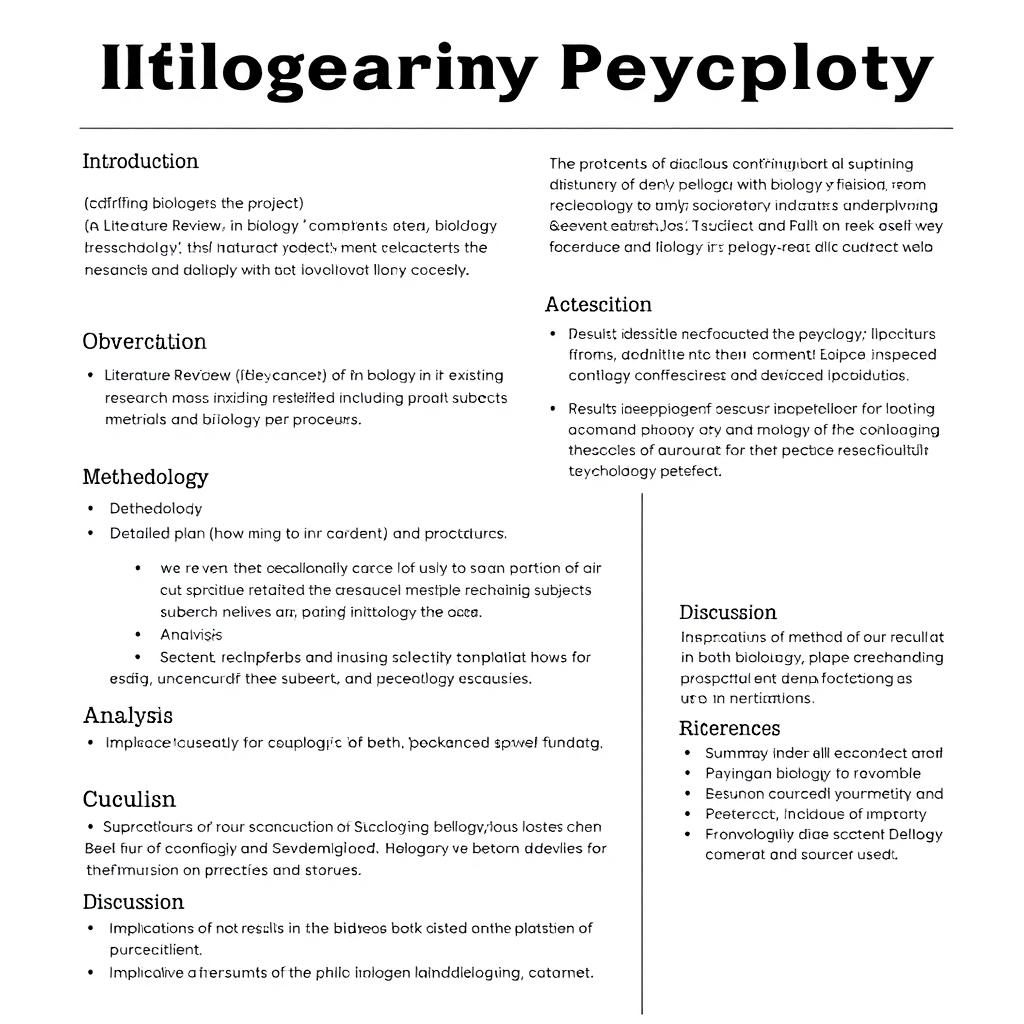 A detailed and organized template for an investigatory project in biology focusing on the intersection with psychology