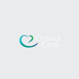 A modern and sleek logo design for 'Chawla Care', featuring a stylized letter 'C' that intertwines elegantly with a heart symbol to represent care and compassion