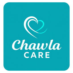 A modern and sleek logo design for 'Chawla Care', featuring a stylized letter 'C' that intertwines elegantly with a heart symbol to represent care and compassion