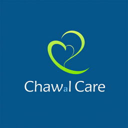 A modern and sleek logo design for 'Chawla Care', featuring a stylized letter 'C' that intertwines elegantly with a heart symbol to represent care and compassion