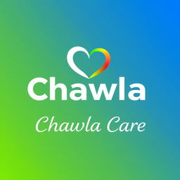 A modern and sleek logo design for 'Chawla Care', featuring a stylized letter 'C' that intertwines elegantly with a heart symbol to represent care and compassion