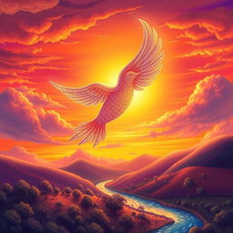 A heartwarming scene from a classic Urdu story featuring an intricately designed jadoo (magical) parinda (bird) soaring through the colorful skies