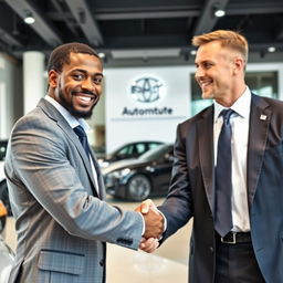 A professional scene featuring two businessmen shaking hands