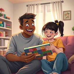 An artistic portrayal of an older brother and his younger sister in a wholesome, familial scene