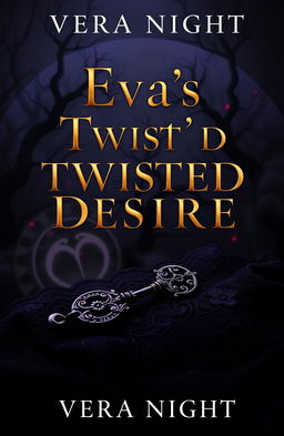 A stunning book cover design for 'Eva's Twisted Desire' by Vera Night, featuring a dark and alluring theme