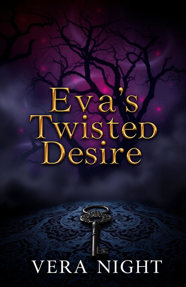 A stunning book cover design for 'Eva's Twisted Desire' by Vera Night, featuring a dark and alluring theme