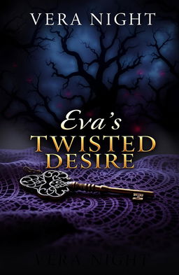 A stunning book cover design for 'Eva's Twisted Desire' by Vera Night, featuring a dark and alluring theme