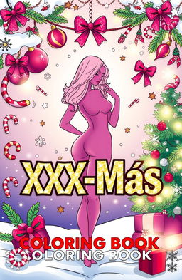 A playful and festive cover for an erotic coloring book titled 'XXX-Mas'