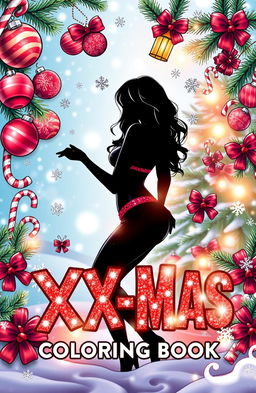 A playful and festive cover for an erotic coloring book titled 'XXX-Mas'