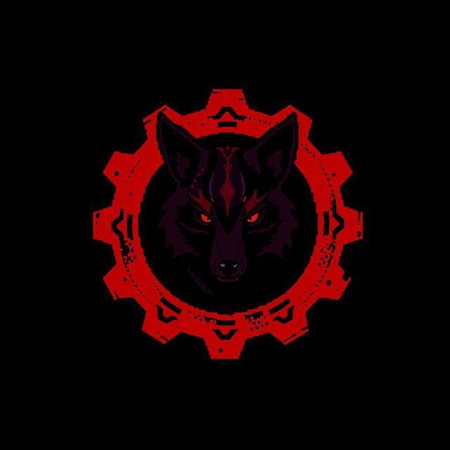 A striking pixel art illustration featuring a blood-red gear with dark red and black accents