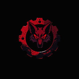 A striking pixel art illustration featuring a blood-red gear with dark red and black accents