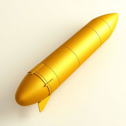 A golden missile with a pee-like color, matte finish without any shine, set against a neutral background to emphasize its unique color