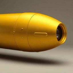 A golden missile with a pee-like color, matte finish without any shine, set against a neutral background to emphasize its unique color