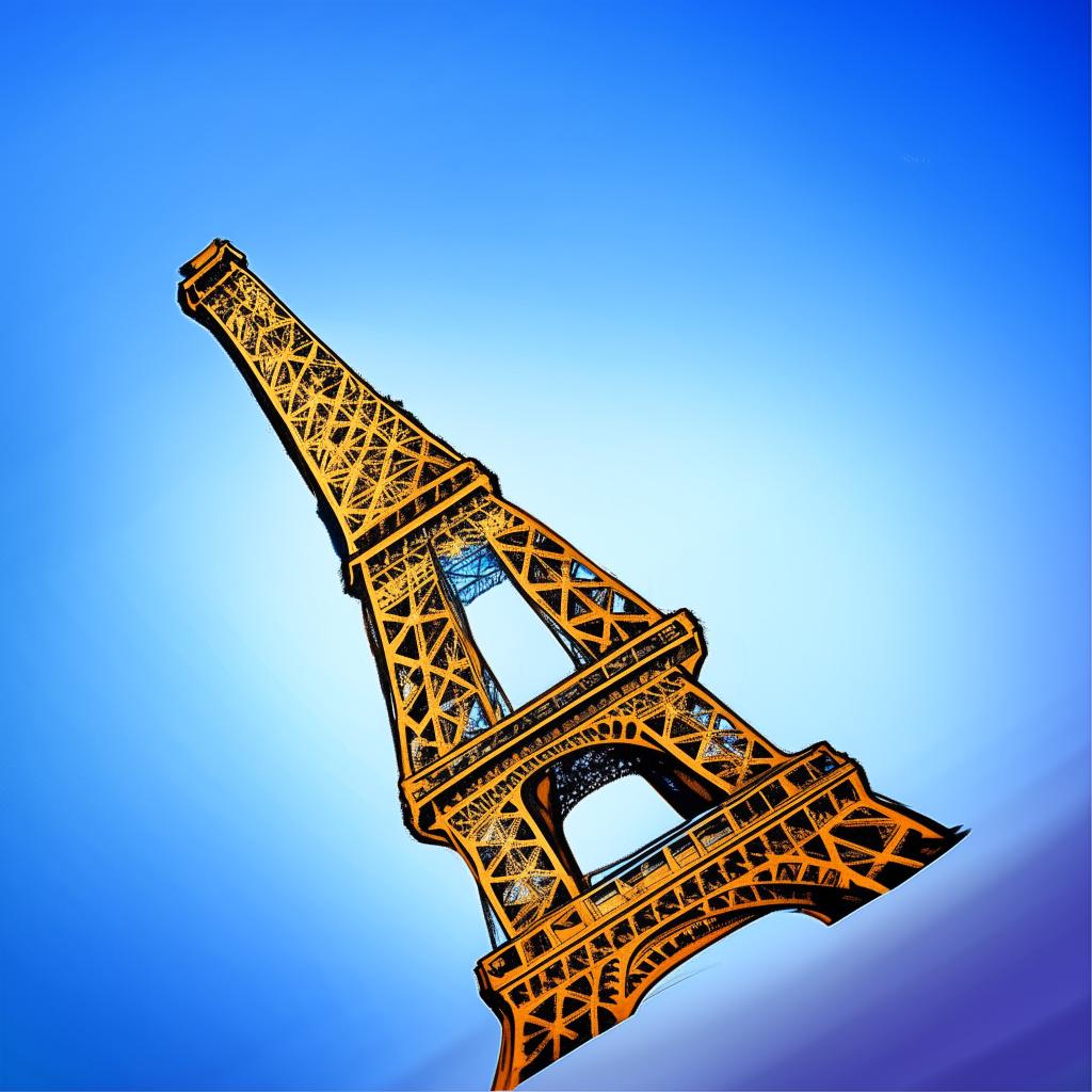 Generate a cartoon version of the Eiffel Tower in Paris.