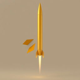 A tall rocket-shaped missile rendered in a vivid golden color with a unique pee-like hue