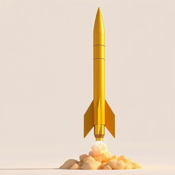 A tall rocket-shaped missile rendered in a vivid golden color with a unique pee-like hue