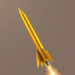A tall rocket-shaped missile rendered in a vivid golden color with a unique pee-like hue