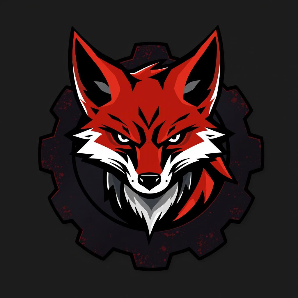 A stylized logo of a fox, inspired by the Gears of War aesthetic, featuring sharp angles and a bold, aggressive design