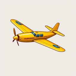 An illustration of a golden old-school airplane designed for a logo