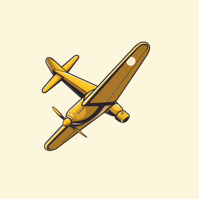 An illustration of a golden old-school airplane designed for a logo