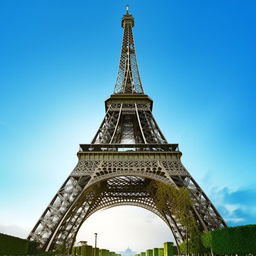 Generate a cartoon version of the Eiffel Tower in Paris.