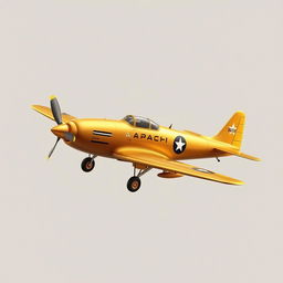 A realistic depiction of a golden old-school airplane with a vintage design, featuring a non-shiny matte finish