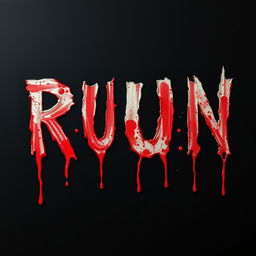 A frightening sign with the text 'R-U-N' in bold, dripping red blood