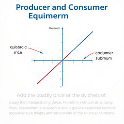 An educational infographic illustrating the concept of producer and consumer equilibrium in economics
