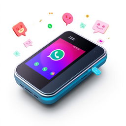 A futuristic 3D rendering of a Nokia mobile phone equipped with a vibrant WhatsApp call interface displayed on its screen