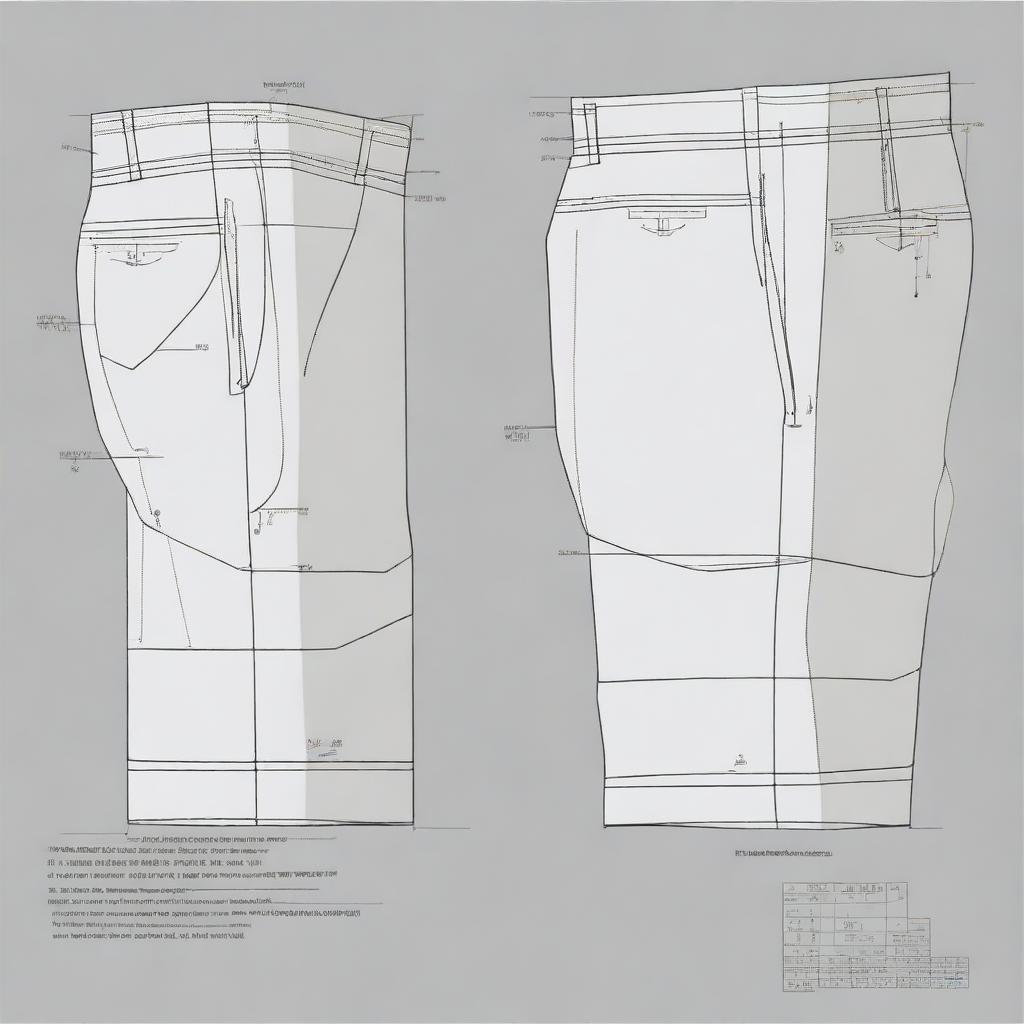 An image of a detailed, high-quality digital art pattern for tailoring men's shorts without pockets