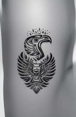 A high-resolution, black and white digital art image of a minimalistic Aztec tattoo design