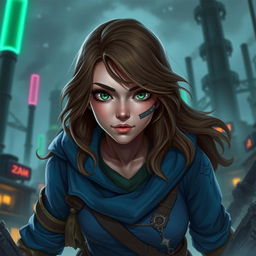 A female Arcane original character emerging from the depths of Zaun