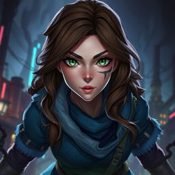 A female Arcane original character emerging from the depths of Zaun