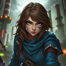 A female Arcane original character emerging from the depths of Zaun