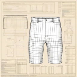 A high-quality, detailed image featuring separate digital art patterns for constructing shorts