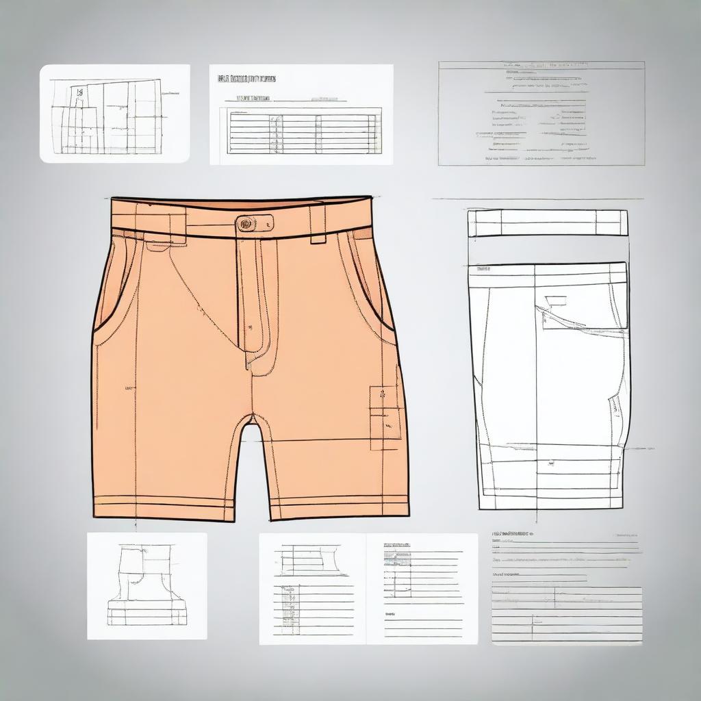 An image presenting high-quality, detailed digital art patterns for cutting and sewing shorts