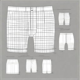 An image presenting high-quality, detailed digital art patterns for cutting and sewing shorts