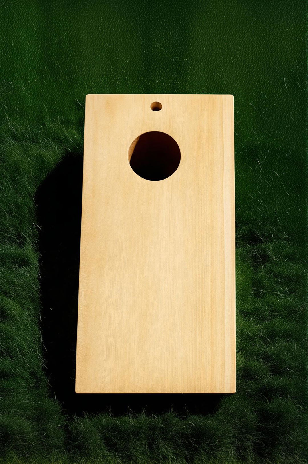 A high-quality photograph of a simple, no-frills cornhole board