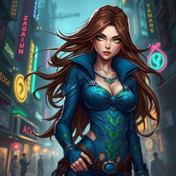 A dynamic and stylish original character (OC) inspired by the world of Arcane