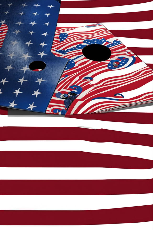 A high-quality digital art image of an American-themed cornhole board