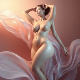 A conceptual artwork portraying an abstract representation of feminine form, focusing on the concept of body positivity and empowerment