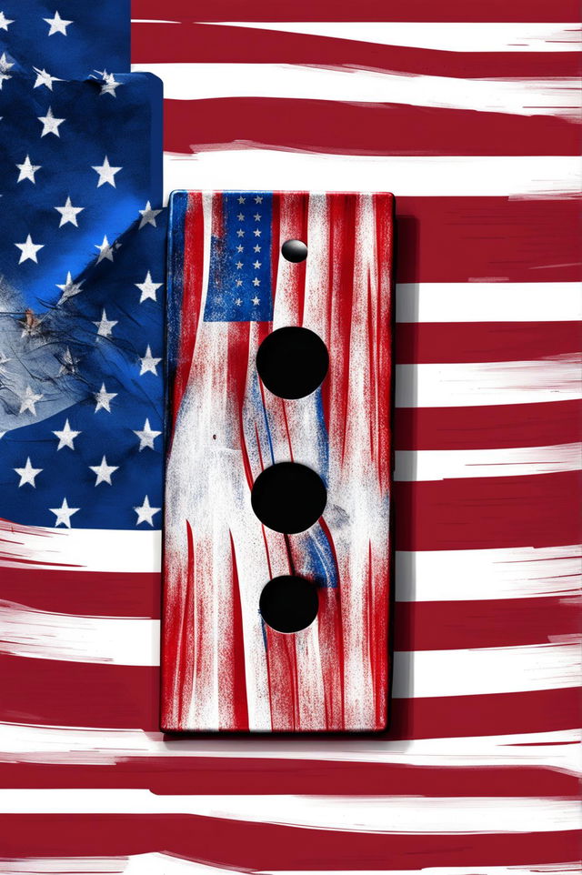 A high-quality digital art image of an American-themed cornhole board