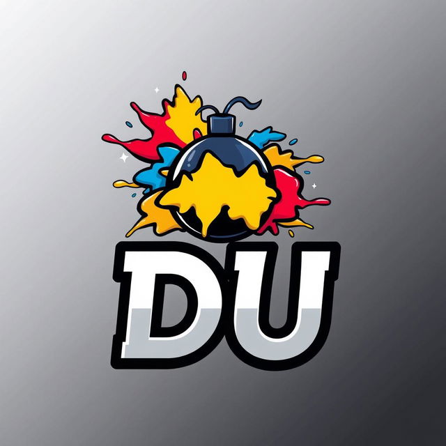 A logo design featuring the letters 'DU' emblazoned in a bold, modern font