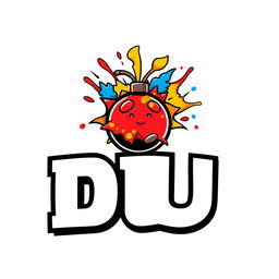 A logo design featuring the letters 'DU' emblazoned in a bold, modern font