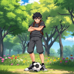 An anime-style character resembling a young man with dark hair and sharp features, inspired by the likeness of Jude Bellingham