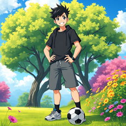 An anime-style character resembling a young man with dark hair and sharp features, inspired by the likeness of Jude Bellingham