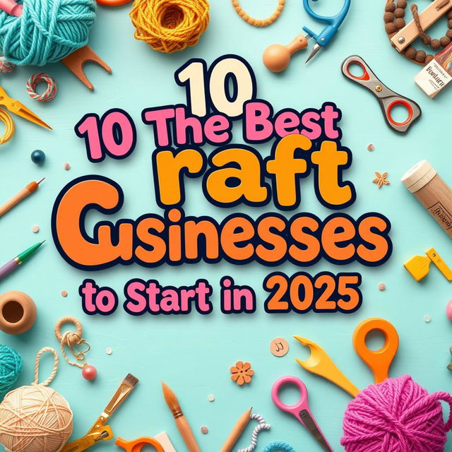 A captivating eBook cover titled '10 The Best Craft Businesses to Start in 2025'