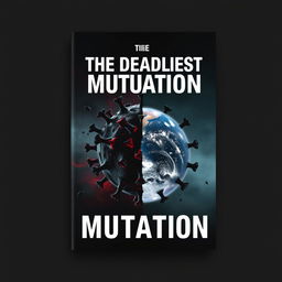 A book cover design themed around the existence of COVID-19, illustrating a dystopian scenario where states exploit the virus to induce mutations and control who contracts it, thereby regulating population density