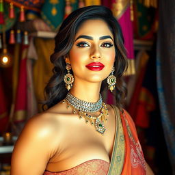 A glamorous female figure inspired by the persona of a well-known Indian actress and model